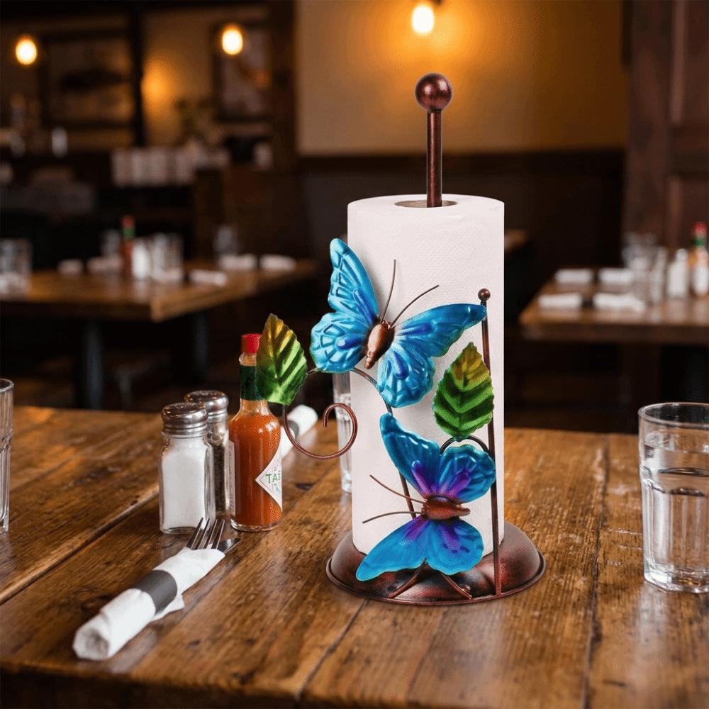 Freestanding Butterfly Paper Towel Holder One-handed Tear Standing Toilet Paper Holder Kitchen