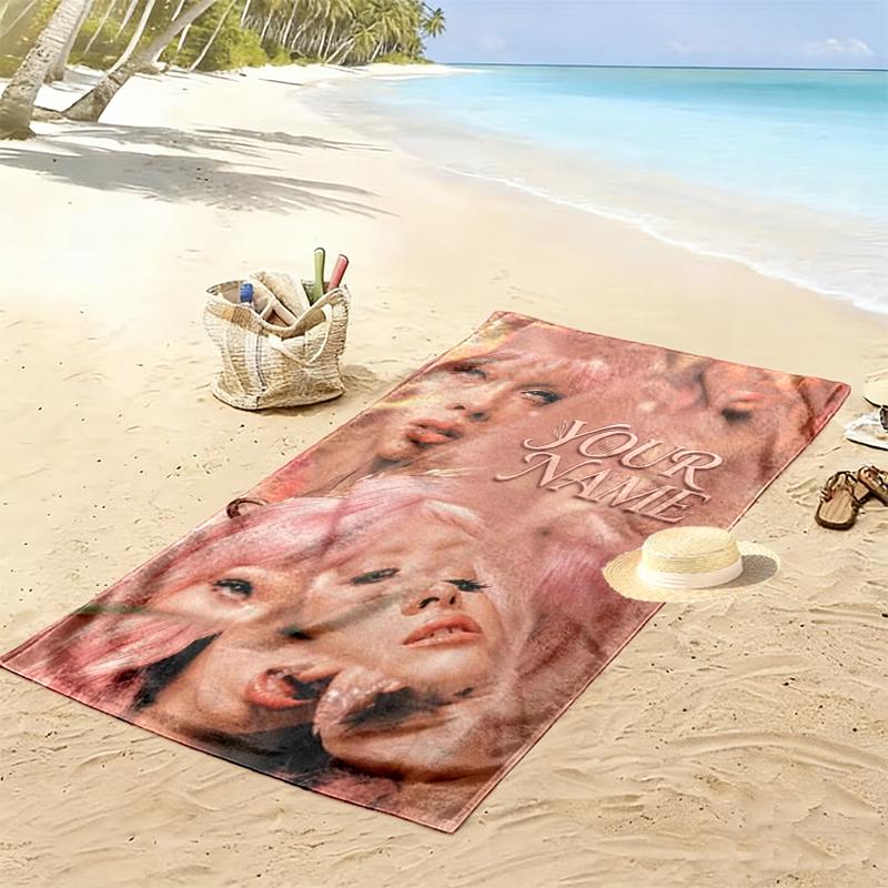 Custom Name Melanie Martinez Print Beach Towel, Large Soft Quick Dry Towel for Beach Camping Swimming