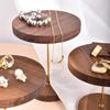 Vintage Round Black Walnut Jewelry Display Holder Necklace Earrings Bracelets Rings Luxury Showcase Stand Trinket Shelf Tray Ornaments Jeweler Seller