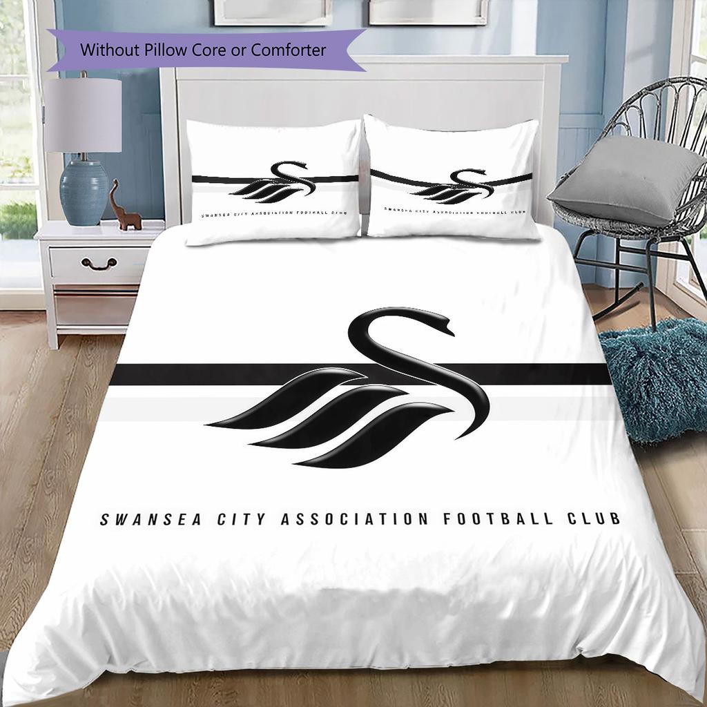 Swansea City AFC Pattern Bedding Home Decoration Birthday Gift ( 1 duvet cover + 2 pillowcase, without core),fan merchandise.
