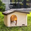 Outdoor Cat and Dog House: All-Weather Semi-Enclosed Shelter, Rainproof and Sunproof Plastic Villa for Stray Cats