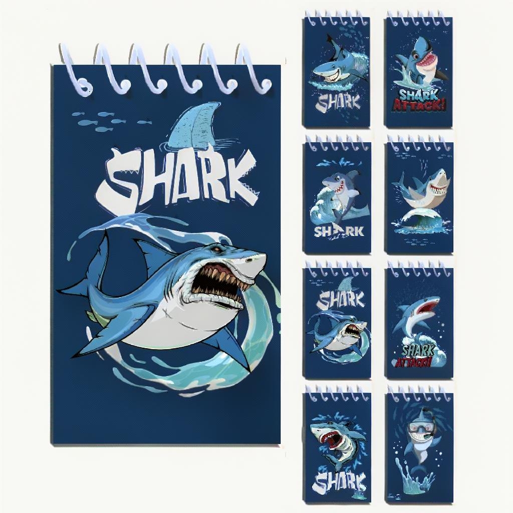 Portable Notepad Student-friendly Top-Spiral Notebook Shark Themed Notebook 80gsm Paper Mini Notepad For Business Gifting School