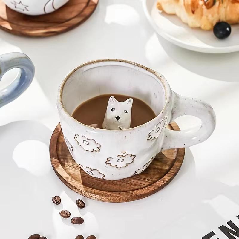 Керамическая кружка 3D с кошкой и животным внутри, фигурка собаки, кофейная чашка, чашки для чая и молока, смешное мультяшное животное, уникальный подарок на день рождения