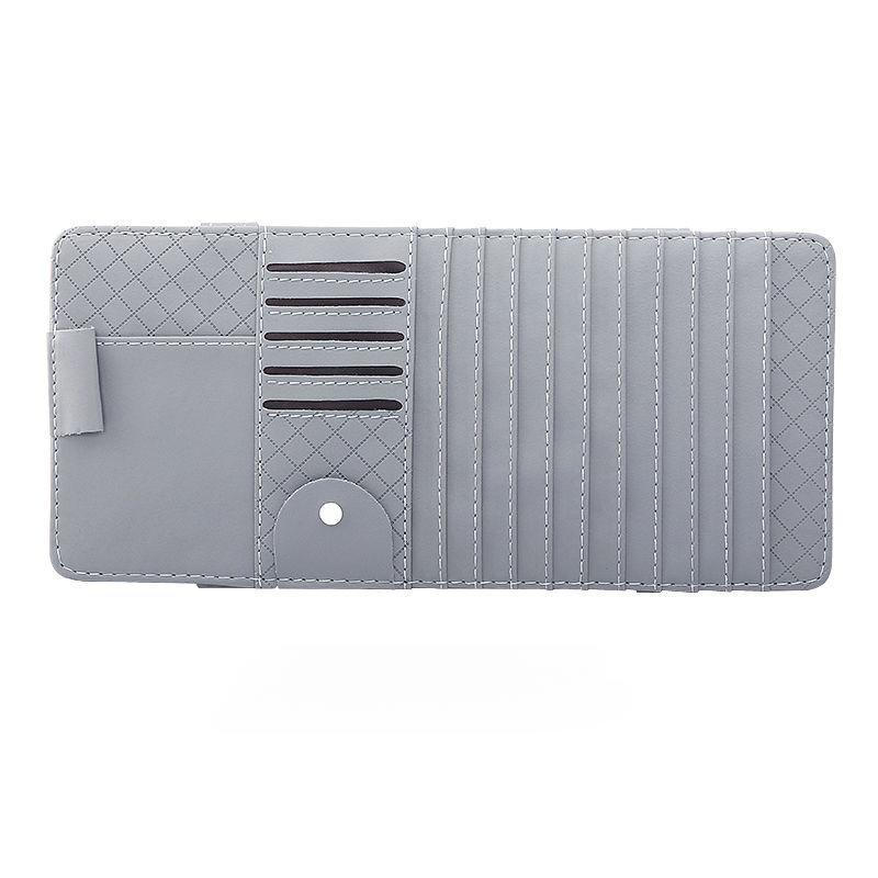 Car Sun Visor CD DVD Holder Bag Disc PU Leather Sunshade Sunglasse Pen Clips Card Storage Case Organizer Multi-Pocket Pouch Bag