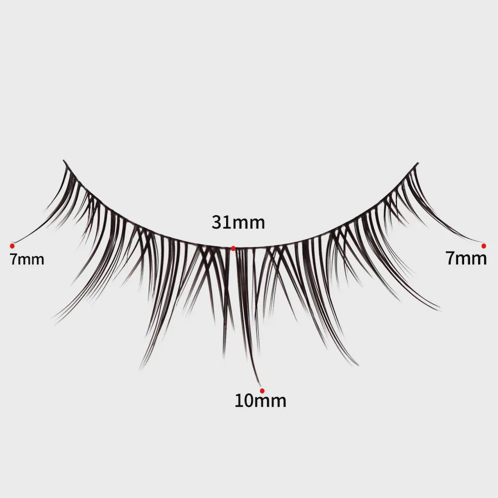 Black & White Natural False Eyelashes H100: Invisible Stems, Supports Double Eyelids