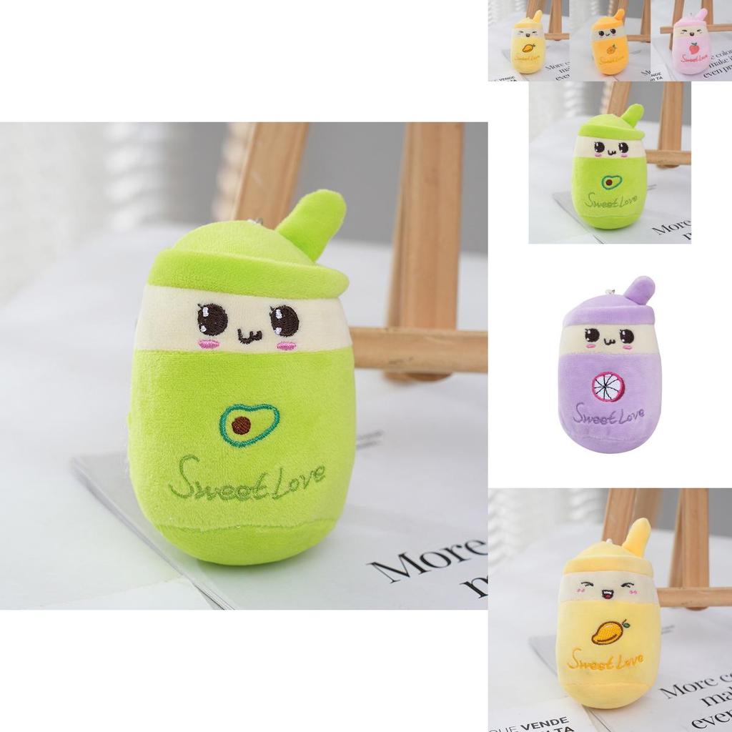 Adorable Plush Fruit Boba Tea Cup Keychain 12cm Stuffed Toy Backpack Charm