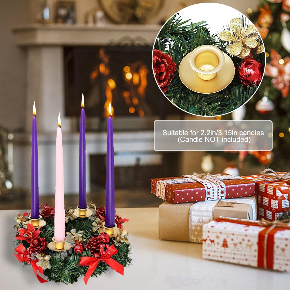 Christmas Advent Wreath 12-inch Advent Candle Holder Ring Artificial Christmas Wreath with Ribbon Pinecone for Advent Centerpiece Holiday Christmas