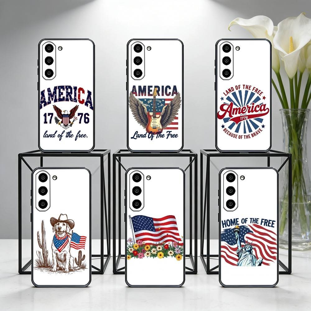 American Flag Phone Case Phone Case For Samsung Galaxy A73,A72,A71,A70,A53,A52,A51,Others Soft Black Cover