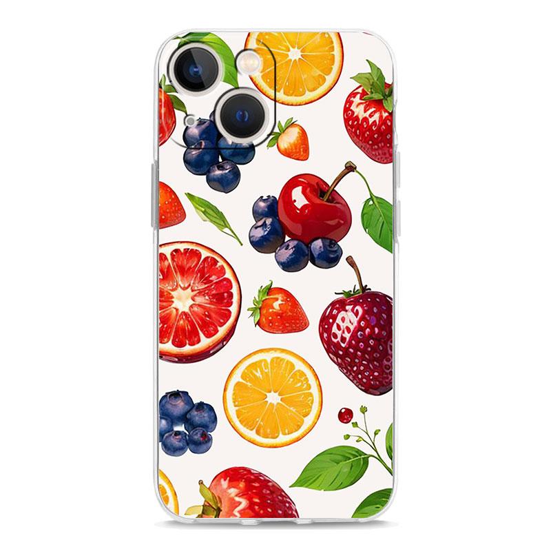 Чехол для телефона iPhone 17 Air Cases iPhone 16 15 12 13 14 Pro Max SE 7 8 Plus iPhone11 Прозрачный чехол Фруктовый сок Цветочный узор