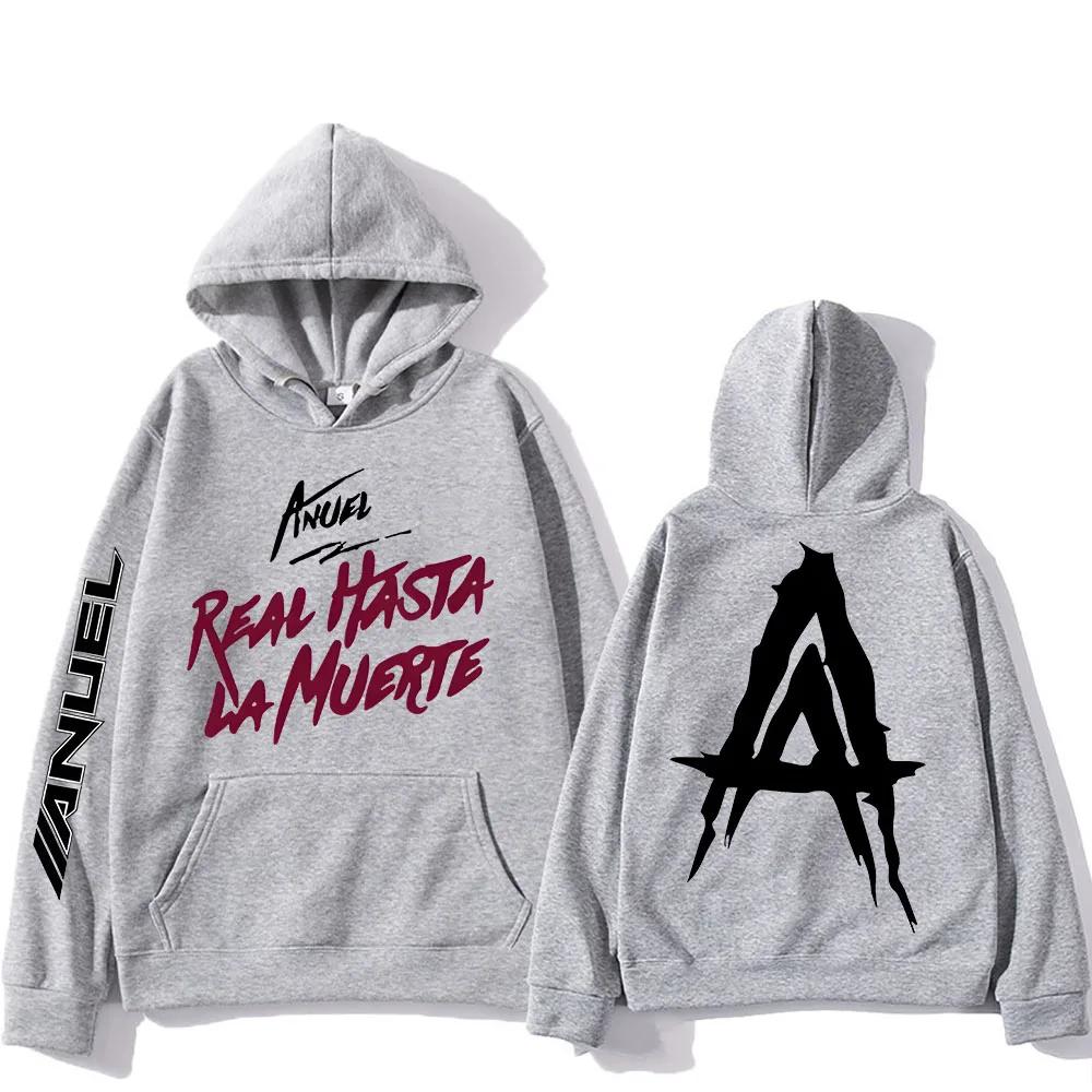 Anuel AA Graphic Printing Hoodie With Pocket Harajuku Fleece Sweatshirt Long-sleeved Punk Clothing Unisex Vintage Soft Pullovers