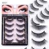 5 Pairs/Set Self-adhesive False Eyelashes Reusable Natural Look Wispy Fluffy Handmade Fake Lashes Strips Women Eye Makeup Tools
