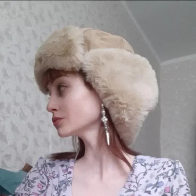 Пилот Зимняя шапка для отдыха на природе Русские женские модные шапки Утепленная шапка Пилот Мужская шапка-ушанка Теплый бомбер Ушанка