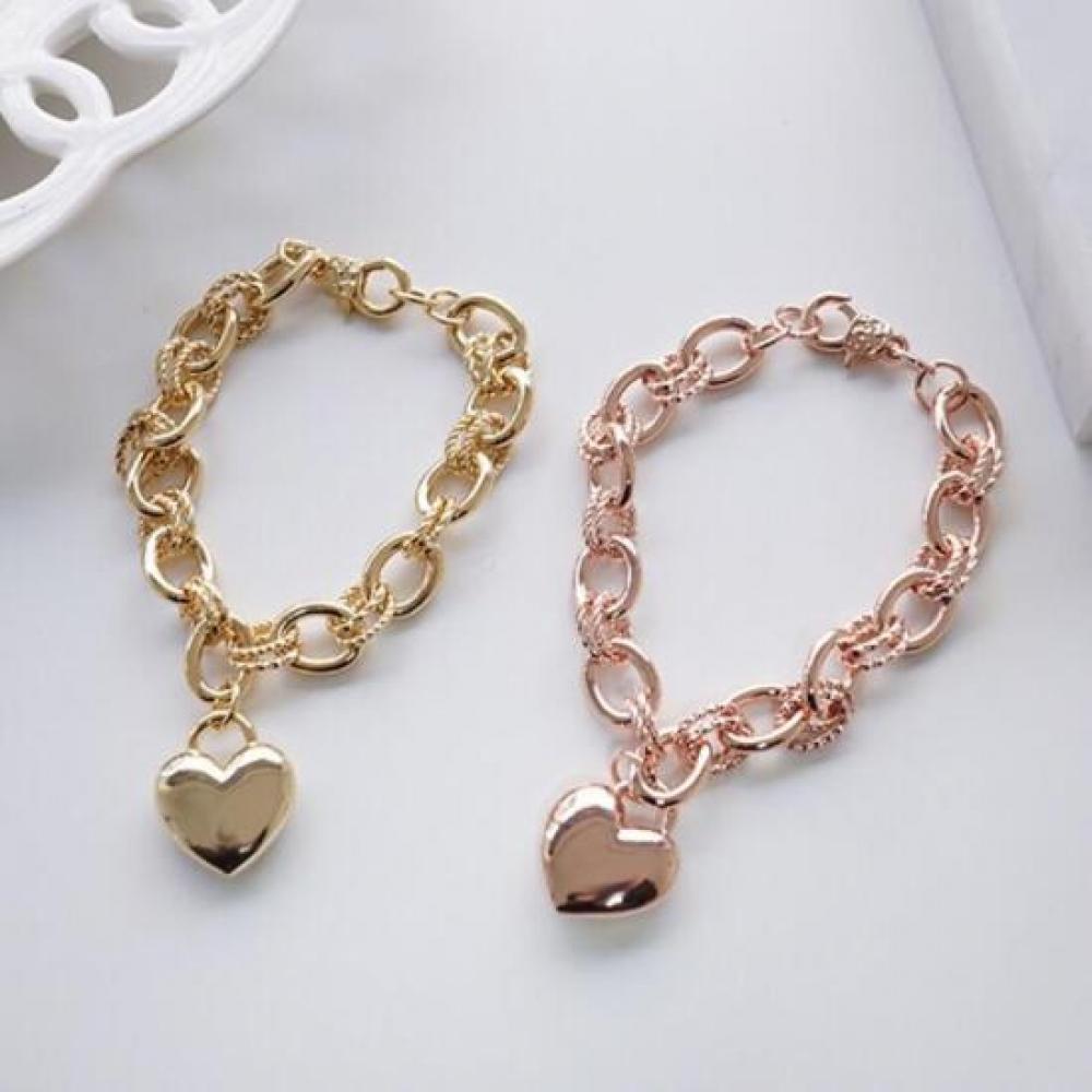 New Arrivals Open Run Olar Chain Heartshape Bracelet Gold Women Rose 2type