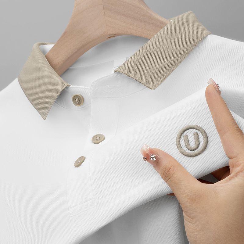 Мужская модная рубашка с короткими рукавами и цветными блоками, с буквенным принтом, на пуговицах, для летнего повседневного гольфа.