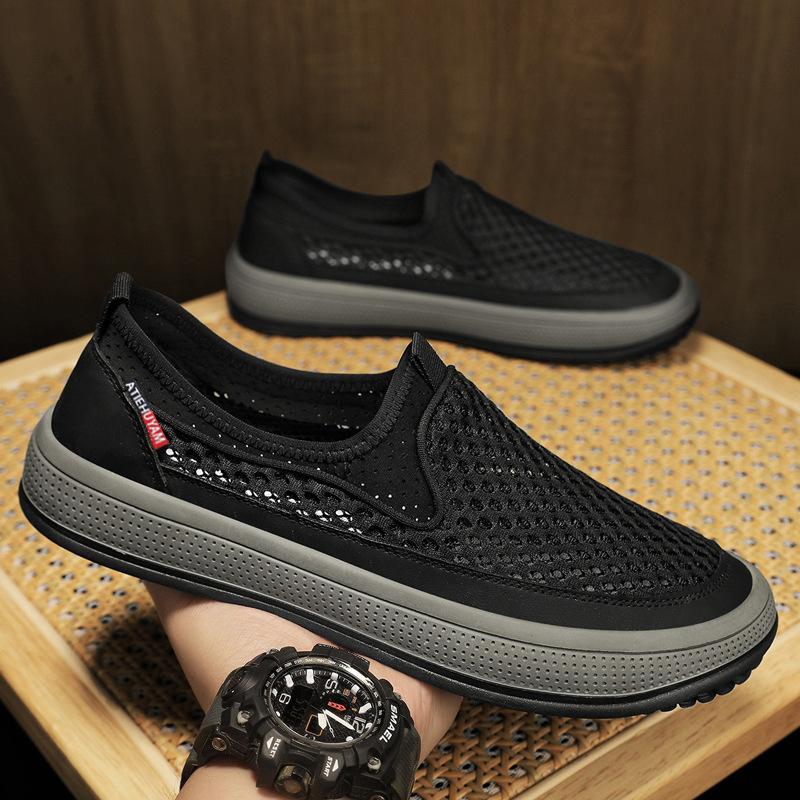 Мужские летние мокасины на платформе, повседневные спортивные теннисные кроссовки для мужчин 2024 года, удобная сетчатая обувь для походов на открытом воздухе