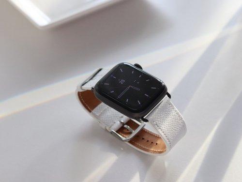 [Апостроф Запятая] Апостроф Запятая Кожаная Работа Ремешок для Apple Watch Кожаная Лента_Светло-Фиолетовый