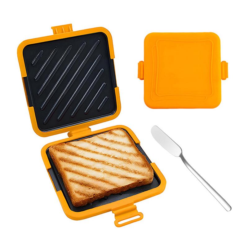 Multifunctional Silicone Baking Pan With Butter Knife Quick Heating Microwave Oven Toaster Sandwich Plate For Kitchen 1Pc