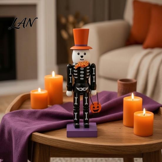 Halloween Nutcracker Decorations Figurine, 10 Inch Spooky Skeleton Statue, Scary Fun Room Decor Gothic Table Centerpiece, Collectible Ornament