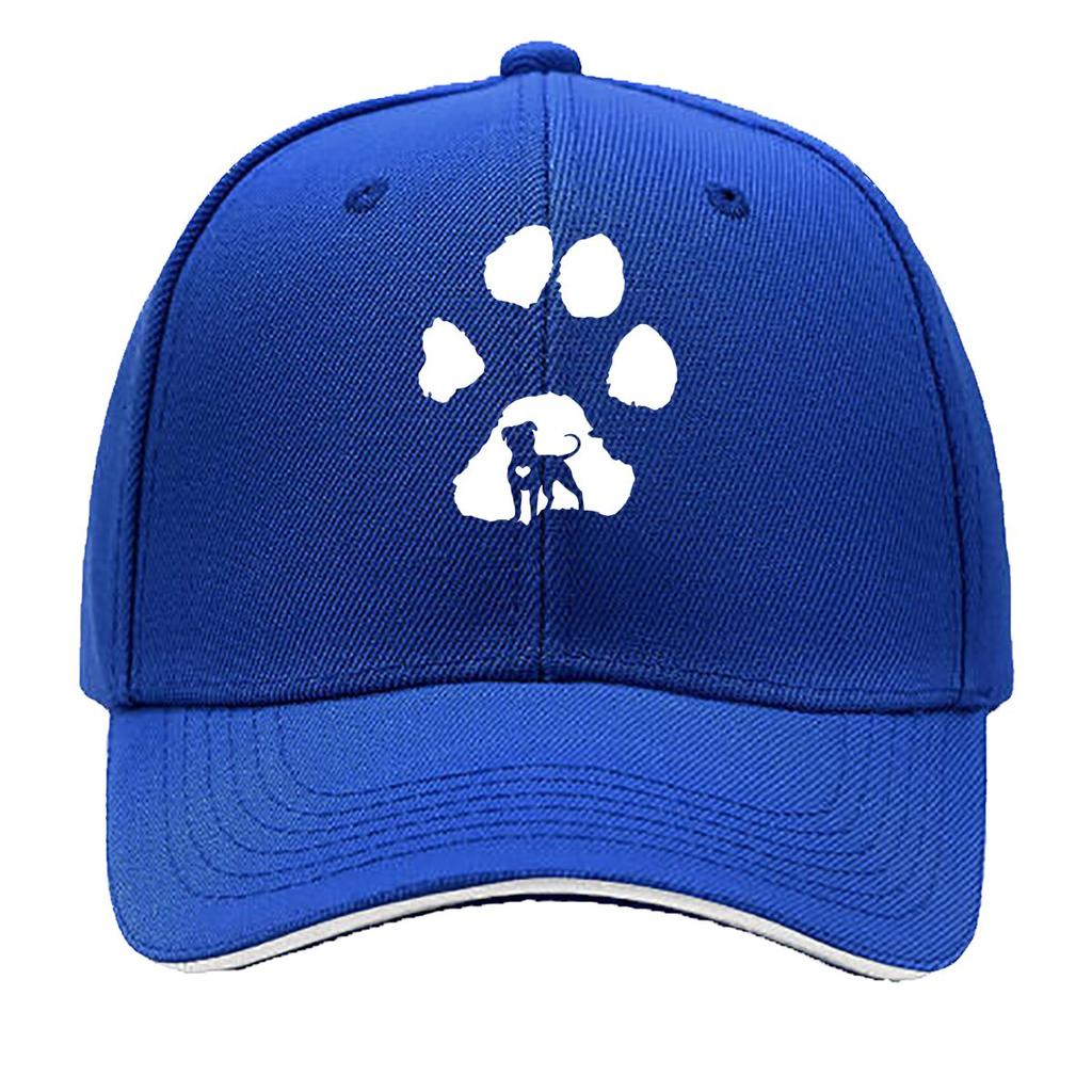 Pitbull Lover Paw Print White Minimalist Print Outdoor Sports Baseball Cap Fashion Adjustable Fis Sandwich Baseball Cap