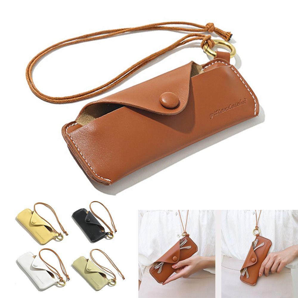 With Hanging Rope Sunglasses Bag PU Leather Reading Glasses Box Eyewear Protector Boys Girls