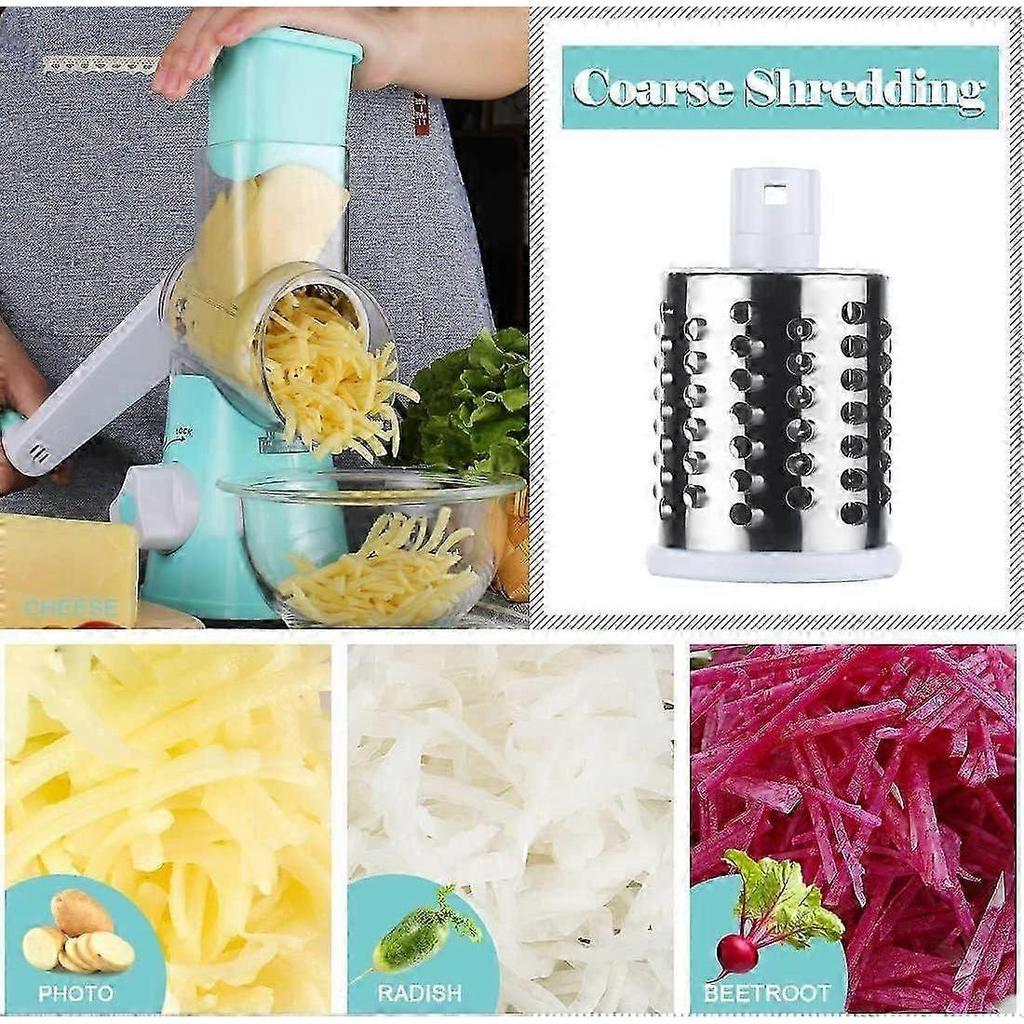 Rotary Cheese Grater Hand Crank, Kitchen Shredder Speed Mandolin Slicer Nut