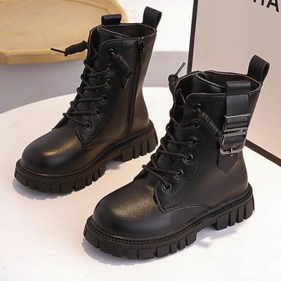 Девичьи короткие ботинки осень/зима корейская версия британский стиль детские ботинки Мартин, детские кожаные сапоги принцессы для среднего и старшего возраста