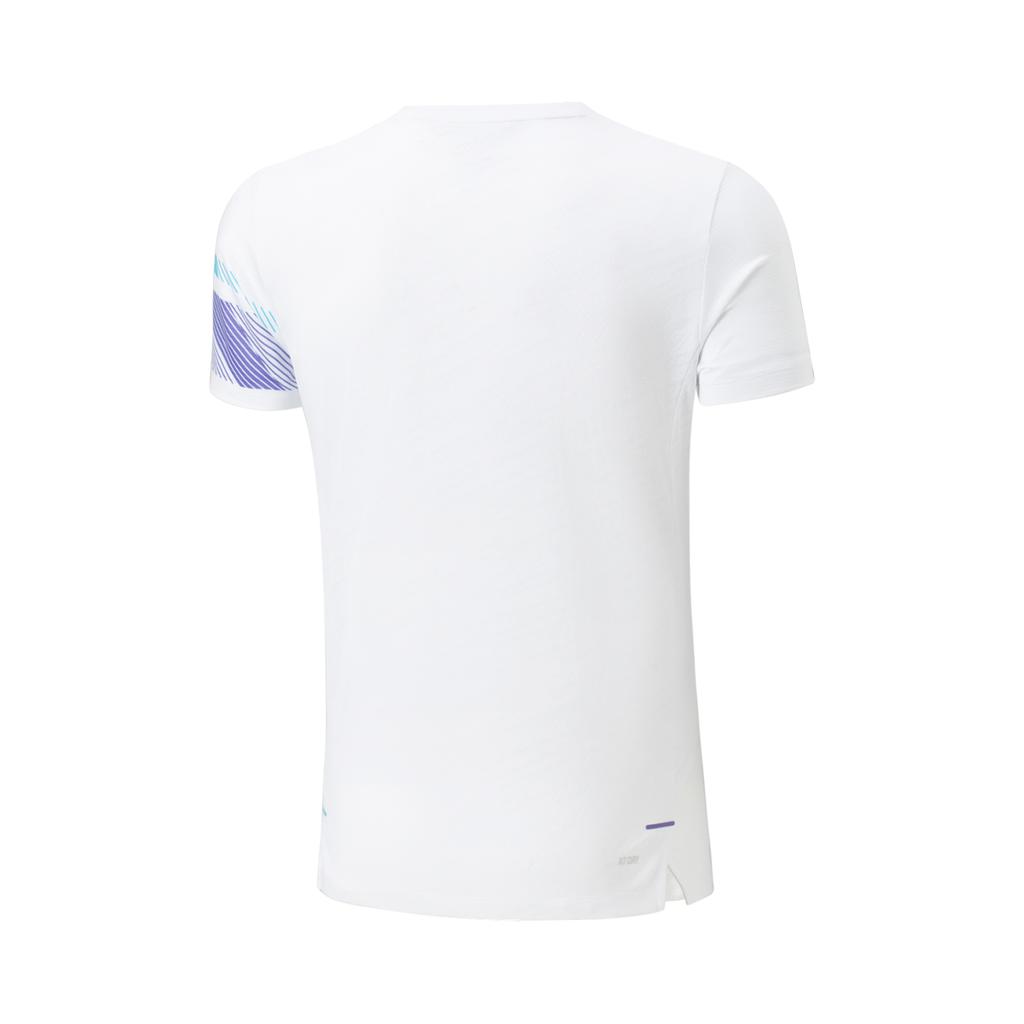Футболка для бадминтона Li Ning Badminton Series с V-образным вырезом и принтом, удобная, дышащая, универсальная, с коротким рукавом, унисекс, топы стандартного белого цвета AAYV031-2
