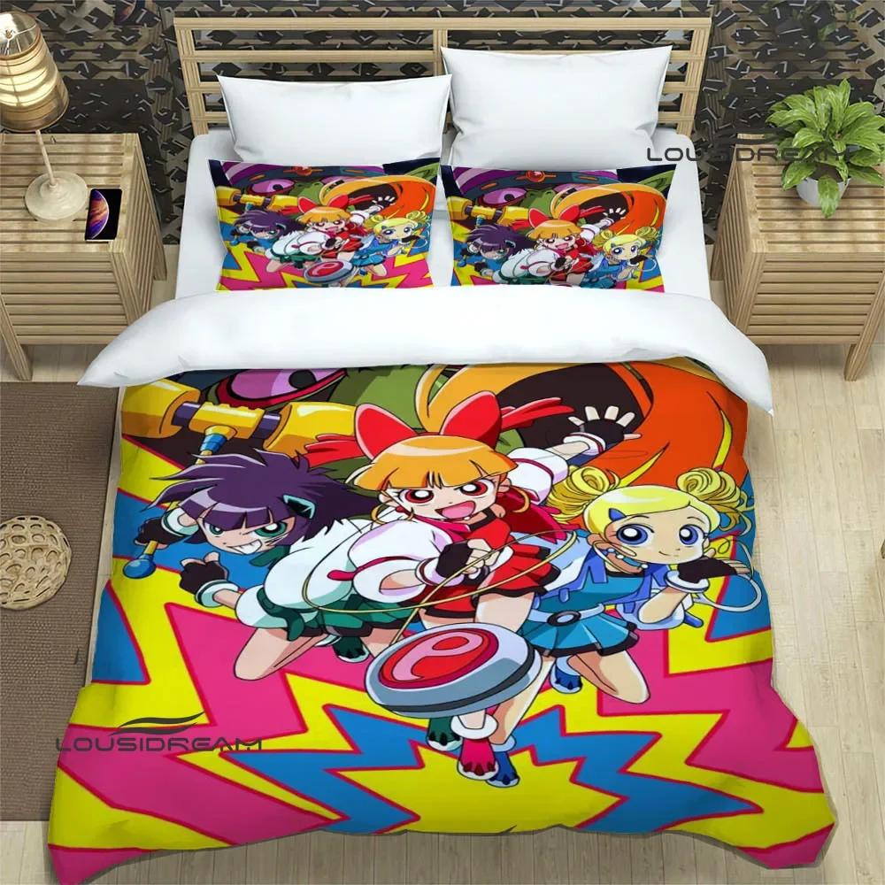 3D Мультяшные комплекты постельного белья P-Powerpuff-Girls изысканный набор постельных принадлежностей пододеяльник набор одеяло комплект постельного белья роскошный подарок на день рождения