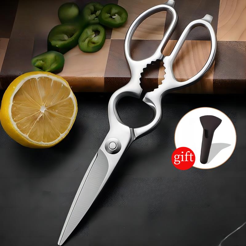 Stainless steel kitchen scissors Household kitchen scissors Super sharp slightly serrated poultry scissors Meat fish chicken5