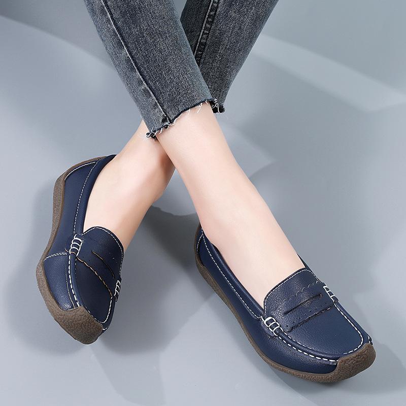Plus Size 44 Women Casual Shoes Moccasins Flats Slip On Leather Loafers Female Sneaker White Ballet Nurse Shoes Zapatos Mujer