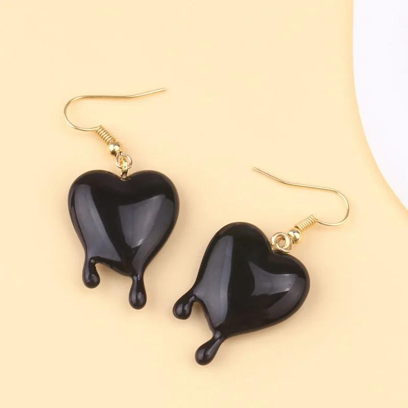 Halloween Personality Heart Pendant Necklace Earring Women Luxury Gothic Blood Droplet Ear Hook Jewelry Choker Accessories