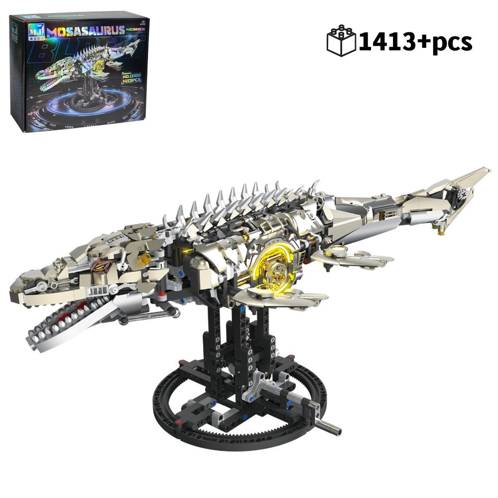 1413 шт. Механическая модель Мозазавра Морской Дракон Строительные Блоки MOC Соединяемые Детали Сборки Кирпичики DIY Подарки на День Рождения Рождество