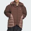 adidas Originals X Hamcus Collaboration FW23 Стеганая куртка-пуховик с цветными блоками и логотипом, завязками на шнурке, капюшоном, молнией, унисекс, верхняя одежда, коричневый цвет IX4344