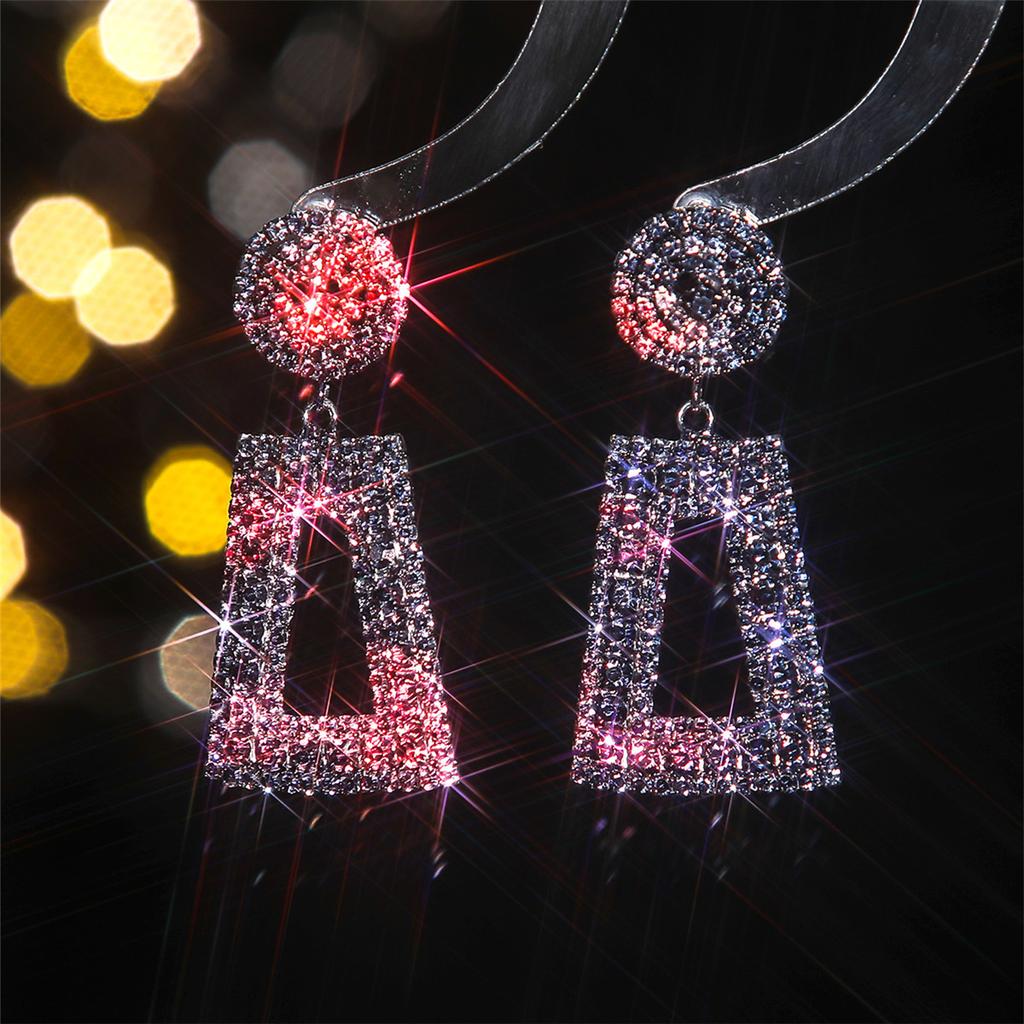 Темперамент и роскошь супер-вспышка полные бриллиантовые длинные серьги высокого уровня чувство геометрические полые серьги женские серьги 1 пара