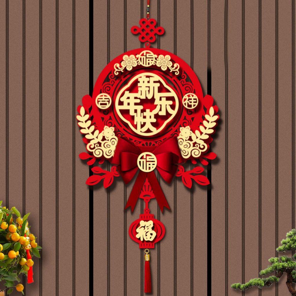Красный китайский узел с кисточками, подвесной орнамент, китайское новогоднее украшение, подвесная стена