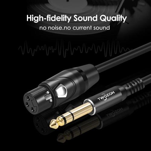 Twozoh XLR Female to 6.35mm (1/4") Male TRS Cable, Quarter-Inch Jack TRS Balanced and XLR Microphone Cable, 1M (Professional/Hifi)
