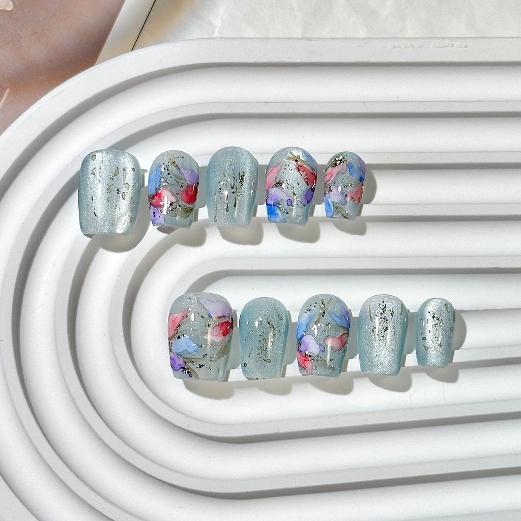 Pure‑Handmade Boutique Press‑On Nails Fresh Cat‑Eye INS‑Style Premium False Nail Patches