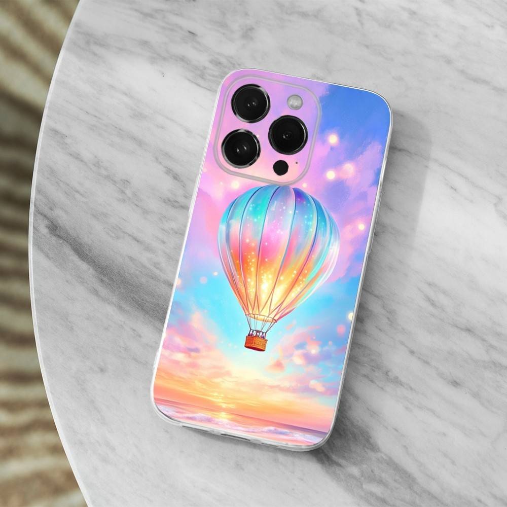 Romantic Hot Air Balloon Phone Case For iPhone 14,13,12,11,17,16,15,Pro,Max,Plus,X,XS,XR,SE,Mini Transparent Soft Cover