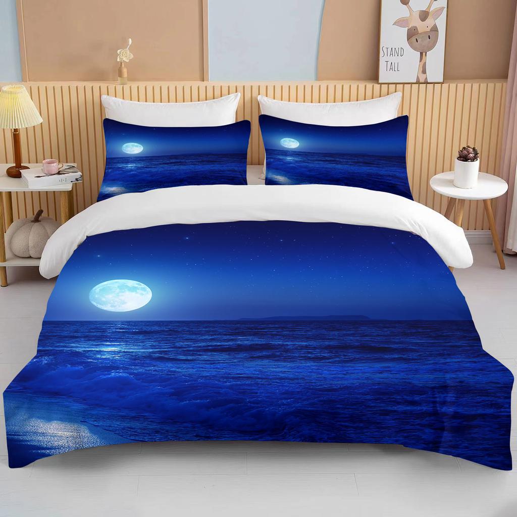 Комплект постельного белья «Луна» с ночным видом, комплект пододеяльников с наволочкой, постельное белье King Queen, полный двойной одинарный размер, Роскошное постельное белье, декор