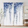 2 шт., Шторы и оконное оформление, 2D-принт, узор «Синий лист», универсальная ткань (без удилища) Универсальное Все для Гостиной,