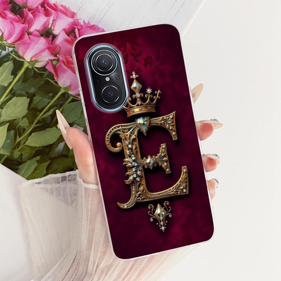 For Huawei Nova 9 SE Nova9 Royal Crown Initial Letter Couple Phone Case For Huawei Nova 9 9SE Soft Silicone TPU Covers Bumpers