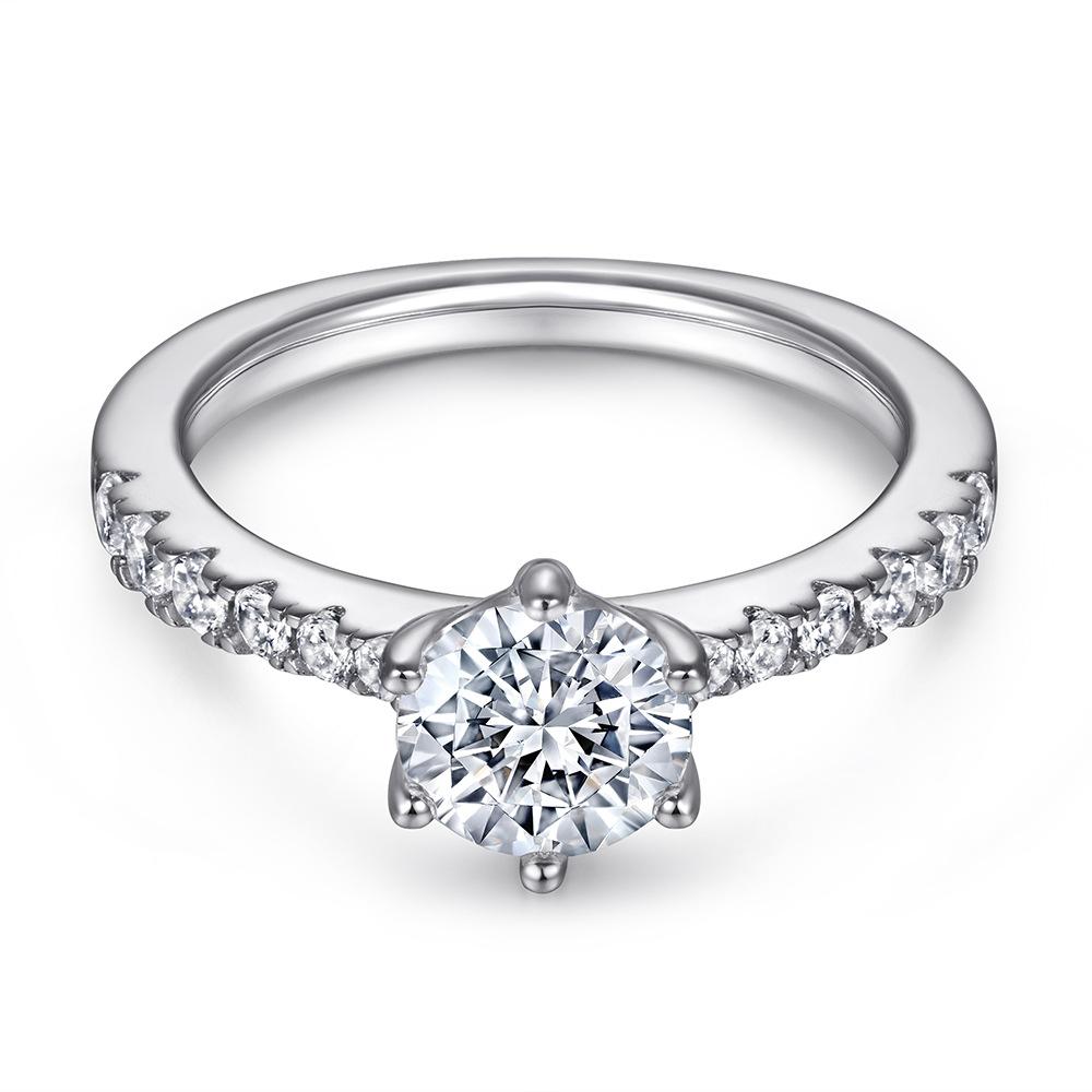 Lindon Classic 925 Sterling Silver Zircon Ring Ladies Jewelry Wedding Promise Party Gift