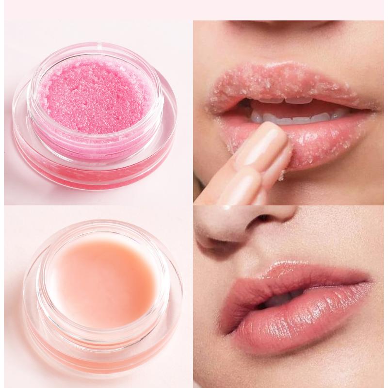 Скраб для губ двойного действия и увлажняющий бальзам для ежедневного ухода за кожей