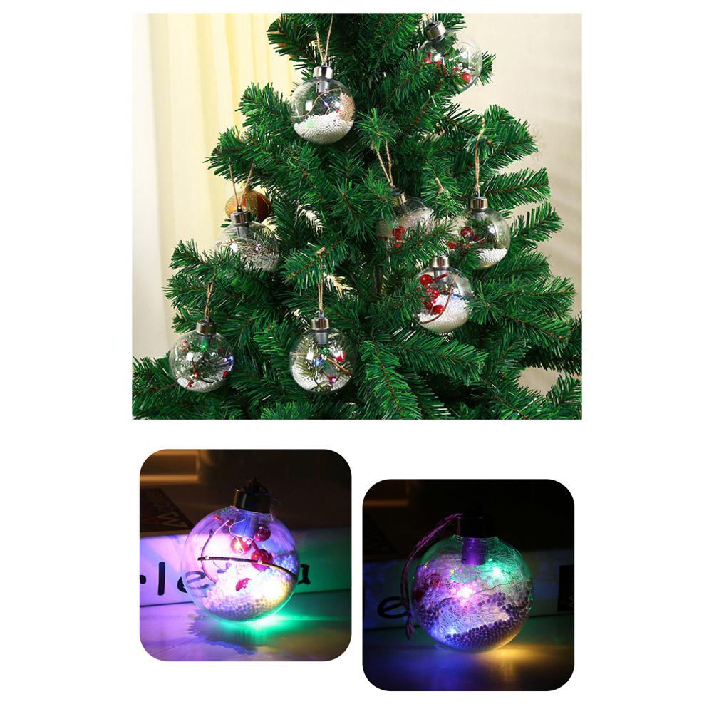 6Pcs Shining Christmas Balls with LED Light Pendants Refillable Ball Christmas Tree Hanging Ball