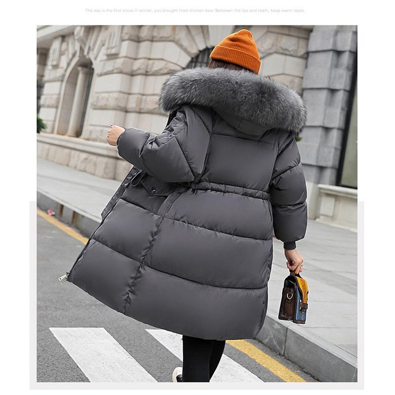 Женская модная зимняя куртка с меховым воротником и капюшоном, хлопковое пальто, женская теплая куртка типа плаща с надписью