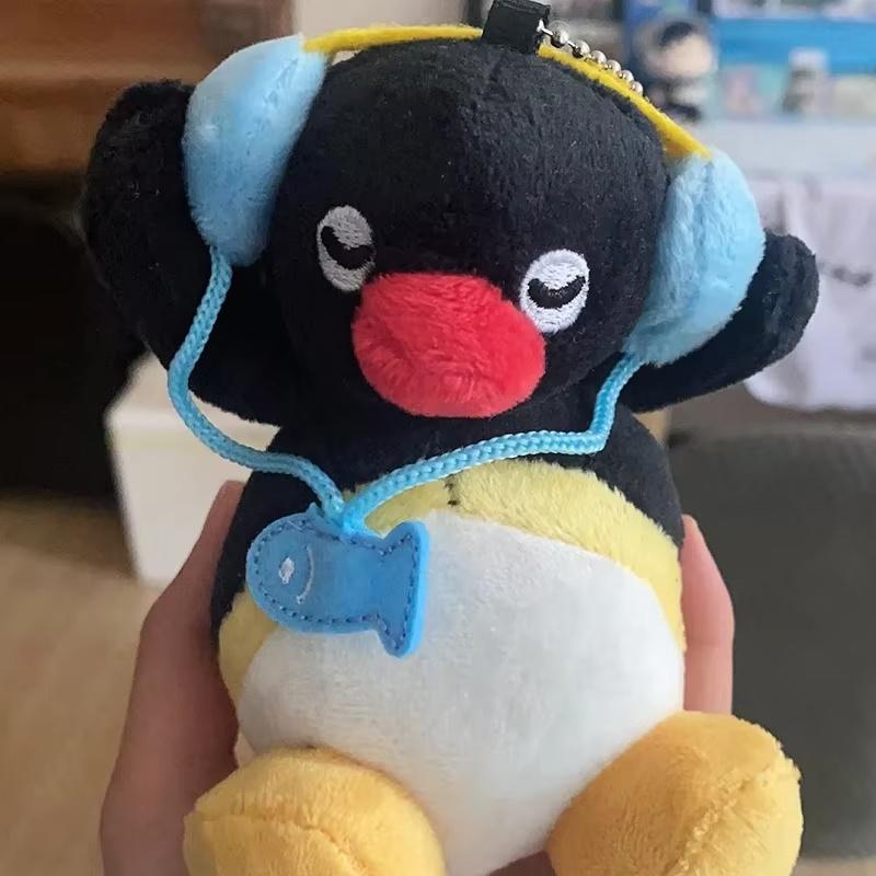 Penguin Plush Keychain Toy Cute Headphone Wearing Stuffed Doll Funny Cartoon Bag Pendant Backpack Purse Decor Surprise Gift