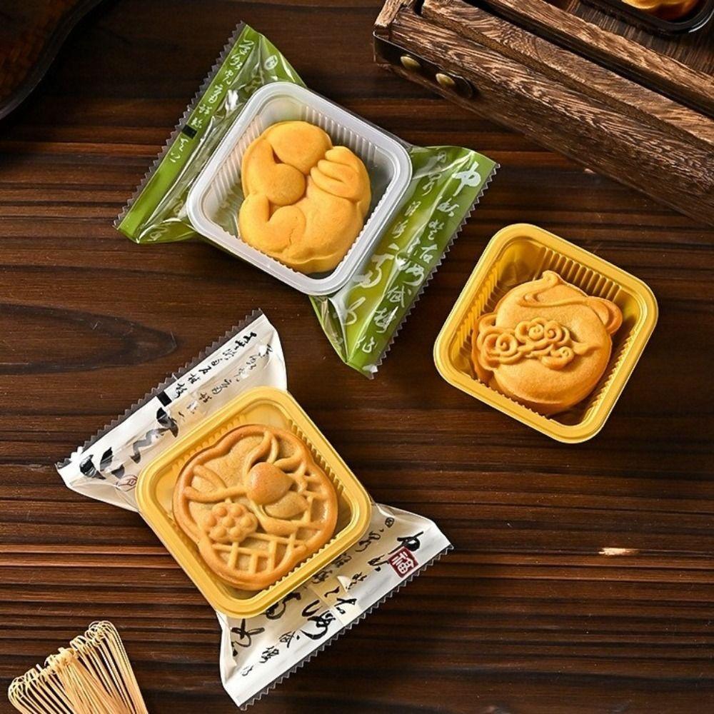 100PCS Flat Plastic Bag Mooncake Wrapping Bag Chinese Style Cookie Packaging Bag Egg Yolk Crisp