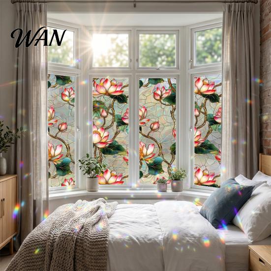 Decorative Window Film Rainbow Privacy Film, Stained Glass Pattern Sticker, Static Sunlight Reflecting Sticker Cling, Sun Blocking Reusable Decals for