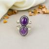 Кольцо овальной формы из стерлингового серебра 925 пробы с фиолетовым аметистом и драгоценным камнем для женщин