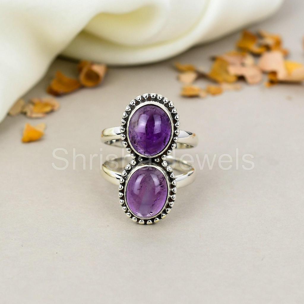Кольцо овальной формы из стерлингового серебра 925 пробы с фиолетовым аметистом и драгоценным камнем для женщин
